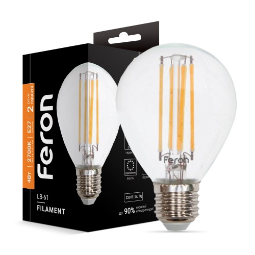 Светодиодная лампа Feron Filament LB-61 4Вт E27 2700K