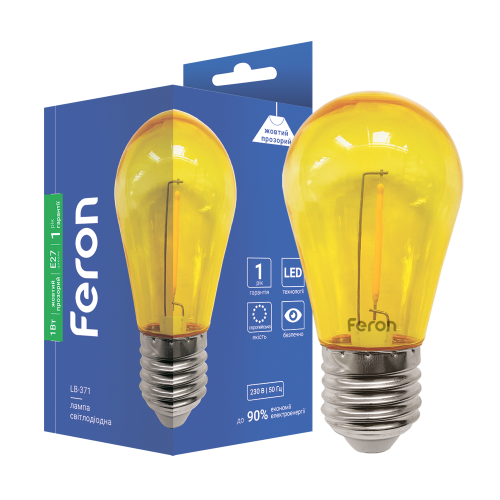 Светодиодная декоративная лампа Feron LB-371 1Вт E27 желтая прозрачная