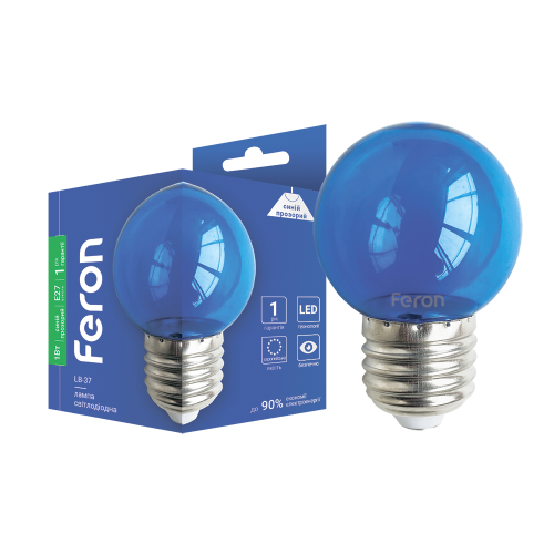Світлодіодна декоративна лампа Feron LB-37 1Вт E27 синя прозора