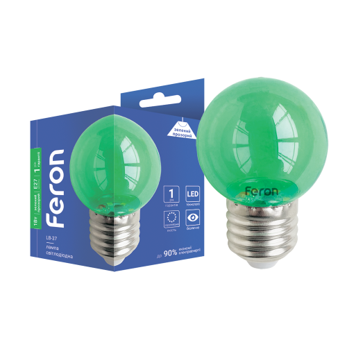 Светодиодная декоративная лампа Feron LB-37 1Вт E27 зеленая прозрачная